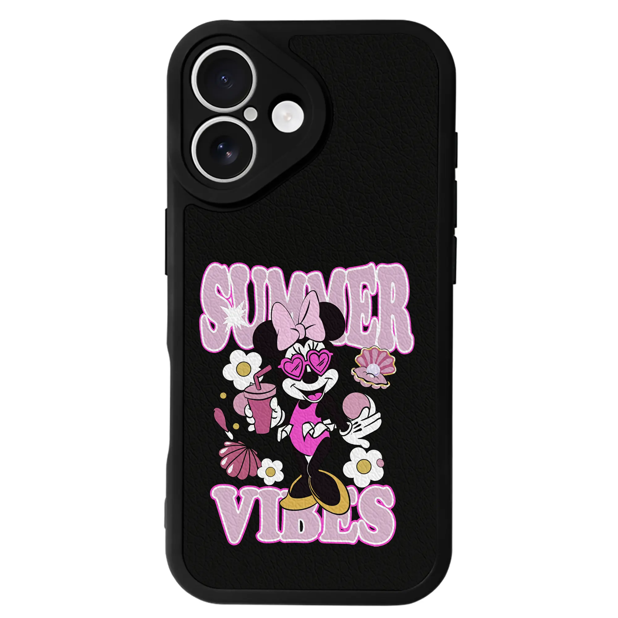 ミッキーマウス（Mickey Mouse） グッズ ミニーマウス（Minnie Mouse） - IPhone 16シリーズ対応 ・ シリコンスマホケース ・ レザー調 ・ 高精度フィット ・ 耐衝撃 ・ ワイヤレス充電対応 ・ 精密カット
